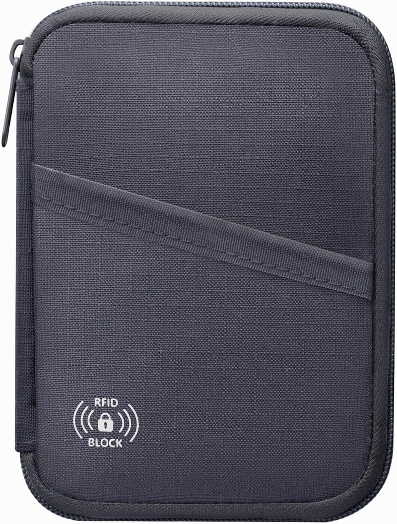 FIREDOG Passport Holder for Travel,RFID Blocking Passport Holder & Travel Wallet for Men and Women - Secure Organizer Multiple Card Slots, Holds Passports, Cards, Tickets, ID, Cash Holder(Grey) - Image 1